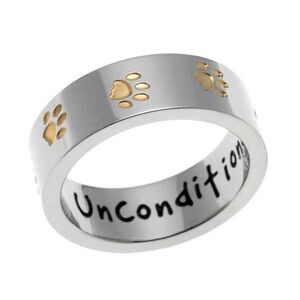 Paw Print Pet Memorial Ring in Stainless Steel (unisex)